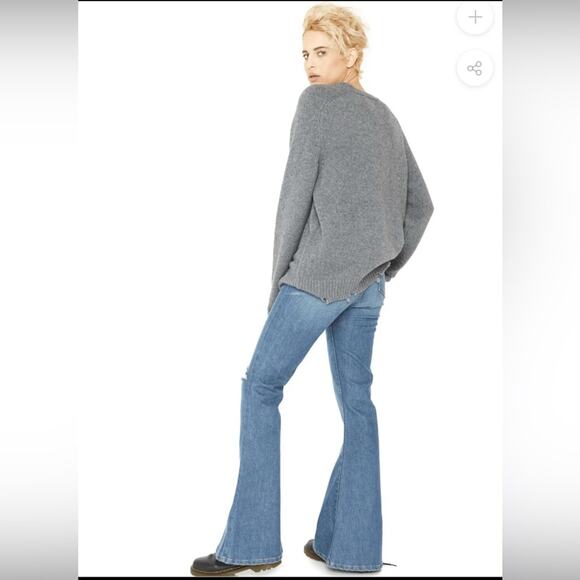 Sandrine Rose x Free People Super Flare Jeans Indigo Size 27 Distressed - Picture 2 of 16